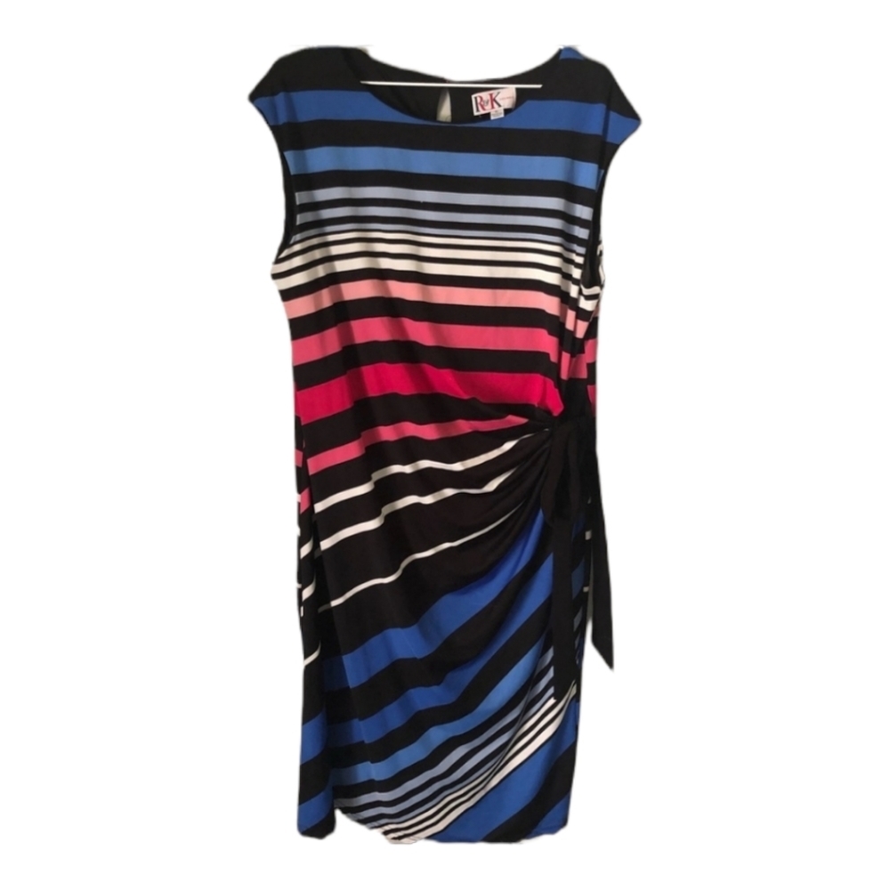 R&K Striped Dress in Black, Blue, and Pink